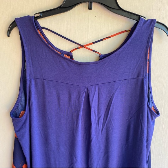 Orange and Blue  Tank Top with Criss-Cross Front Detail - Picture 7 of 8